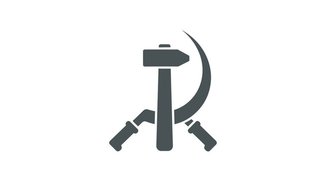 Hammer, sickle, and wrench symbol representing communism and industrial labor.