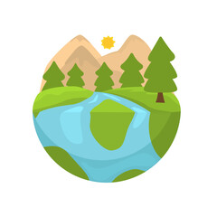 Nature landscape icon, landscape and nature icon, vector illustration, natural scenery icon, landscape and ecosystem, environmental protection concept, green living design, outdoor nature clipart