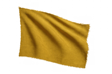Yellow waving flag banner blank template textured fabric with soft folds creating abstract flowing textile background