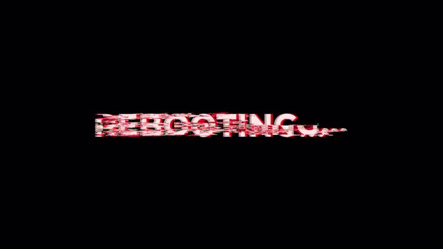 Vertical Video Rebooting Text Glitch Animation with Digital Distortion, Screen Noise, and VHS Style Error Effect Loop