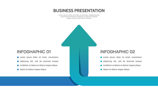 2 Way Path to Business Growth Infographic. Upward Arrow Success Concept. Presentation, Brochure and Banner. Vector illustration.
