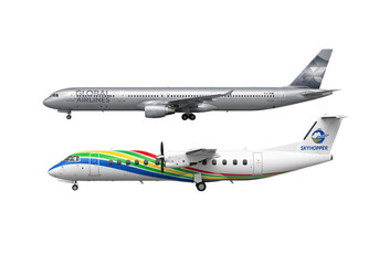 Fototapeta premium Passenger jet 3D bundle isolated on transparent background