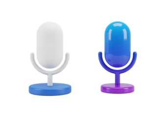 Podcast and audio mic icons 3D collection isolated on transparent background