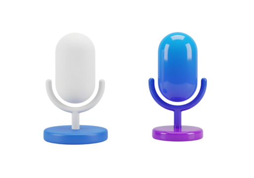 Podcast and audio mic icons 3D collection isolated on transparent background