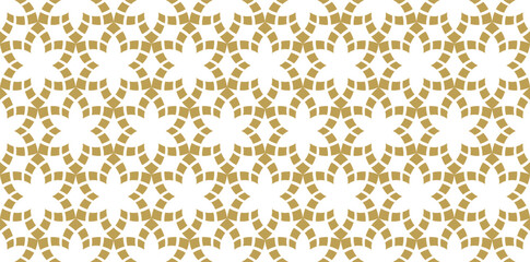 Gold Geometric Floral Seamless Pattern. Vector Repeating Background.