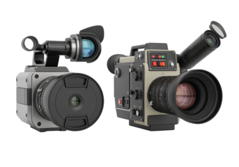 Professional television camcorder set 3D isolated on transparent background