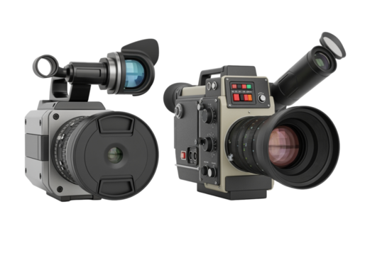 Professional television camcorder set 3D isolated on transparent background