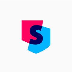 s letter shield protection security logo vector icon illustration