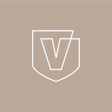 v letter shield protection security logo vector icon illustration