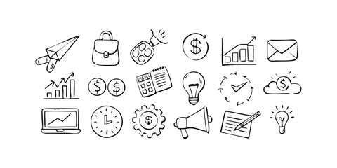 Business Icons Hand Drawn Sketch Collection doodle