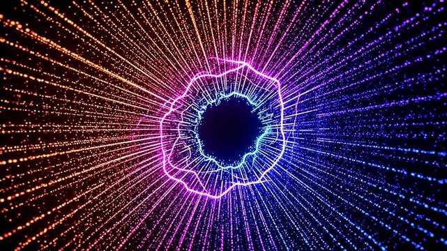 Vibrant abstract tunnel with dynamic light rays, creating a stunning visual experience