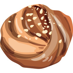 Golden Brown Twisted Pastry Topped With Lightly Toasted Seeds On A Clean White Background