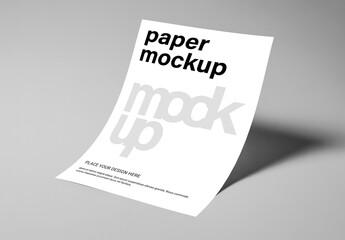 Minimal Curled A4 Paper Mockup