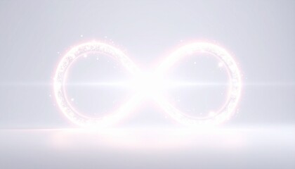 Glowing Infinity Symbol with Sparkling Particles on White Background - Abstract Concept of Eternity, Love, and Limitless Possibilities