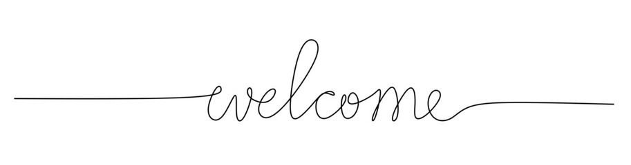 continuous single line drawing of the word welcome  line art vector illustration © pew