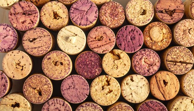 Wine corks background - A textured collection of used wine stoppers.