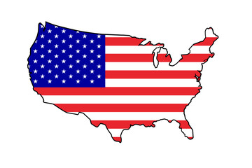 United States of America Map with Flag Representation Symbol of Patriotism and Geography