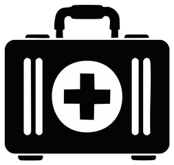 Obraz premium Emergency medical kit icon black and white illustration