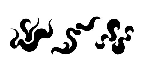 Swirling Black Smoke Wisps on White Background abstract