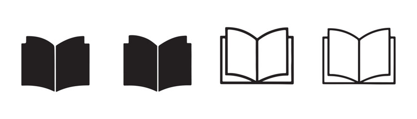 Book icon set. open book icon vector design. ebook icon set.