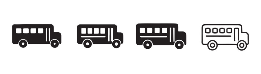 Bus icon set. bus vector icon. black bus icon set