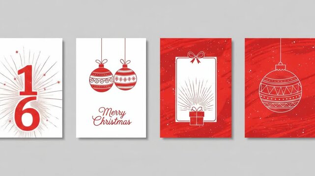Christmas Greeting Card Collection with Festive Ornaments and Elegant Designs.
