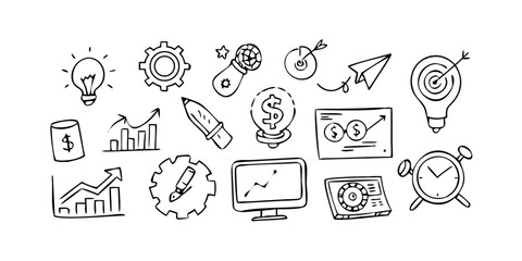 Office icons on white background symbols business