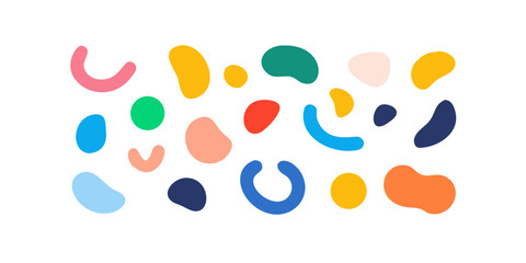 Collection of colorful abstract organic shapes on white background