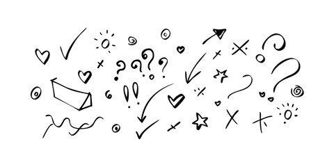Hand Drawn Doodle Icons with Transparent Background 1