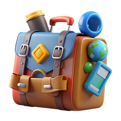 Travel Essentials 3D PNG Pack &ndash; Cartoon Plastic Style, Isolated on Transparent Background