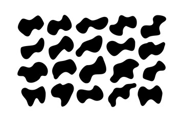 Black irregular abstract shapes on white background