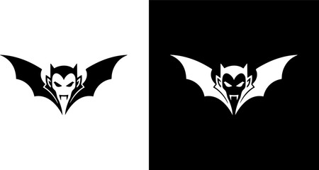 Logo Vampire Bat Silhouette Icon Set Black and White Design for Halloween Concepts
