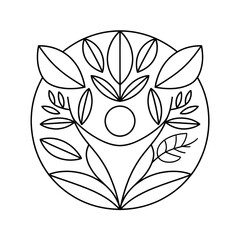 Minimalist Tree of Life Symbol Coloring Page – Nature Mandala Line Art Design for Relaxation

