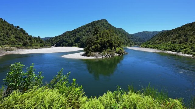Fluss, Wald, blau, Himmel, Kilkenny lookout, Lower buller gorge, Buller river, S&uuml;dinsel, Neuseeland, Ozeanien