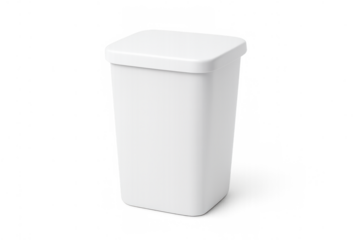 White plastic square container or cup, providing a realistic mockup for branding or design of dairy and food products. Isolated