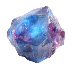 Galaxy inside a translucent, faceted rock-like form