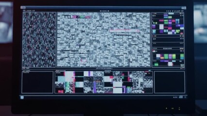 Distorted Glitch Screen Representing Cyberattack and Data Breach - Powered by Adobe