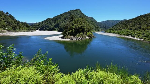 Fluss, Wald, blau, Himmel, Kilkenny lookout, Lower buller gorge, Buller river, S&uuml;dinsel, Neuseeland, Ozeanien