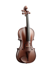 Polished brown violin, front view, on a dark background