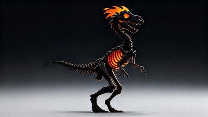 Flaming Tyrant: Skeletal Dinosaur with Lava Core Art