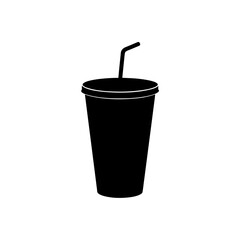 Black drink cup art on transparent background