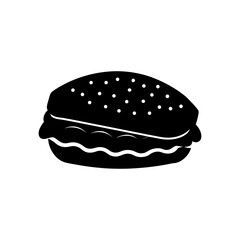 Silhouette burger on transparent background