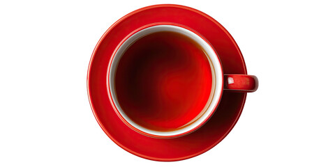 Red cup with liquid from top view