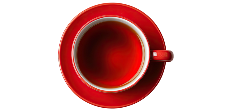 Red cup with liquid from top view