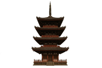 Traditional japanese pagoda isolated on transparent background symbolizing asian culture, religion, and travel