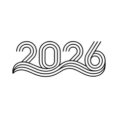 Minimal Line Art 2026 Typography with Wave Design