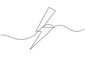 Electric lighting bolt icon continuous one line drawing minimalist power and energy outline vector illustration