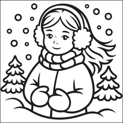 winter bold and easy coloring pages