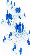 Interconnected Blue Figures Illustrating Social Network and Digital Communication
