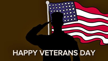 American Soldier Saluting with USA Flag – Veterans Day Tribute Animation Background